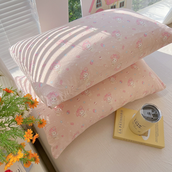 91家纺网 家纺一手货源 找家纺 韩巢家纺 2025新款云感提花双层纱枕套头套枕芯套 小美冰激凌