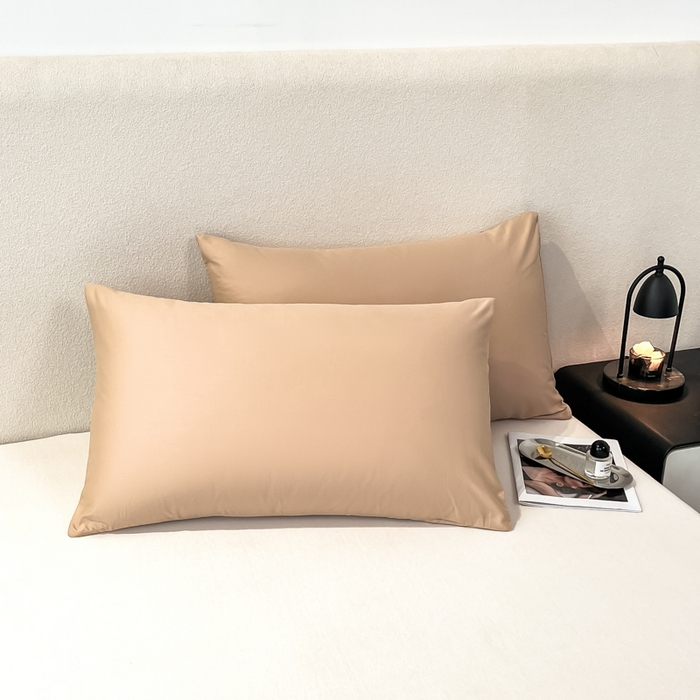 91家纺网 家纺一手货源 找家纺 暖季家纺 2025新款全棉13376单枕套系列 40-纯色奶茶