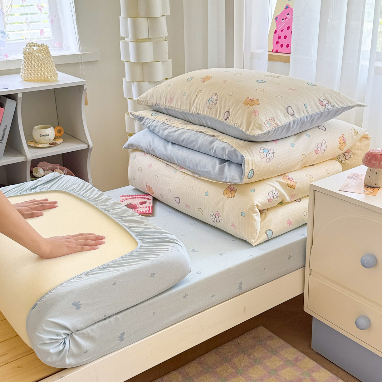 91家纺网 家纺一手货源 找家纺 慕尚家纺 2025新款13070全棉学生季全棉学生床三件套 星悦