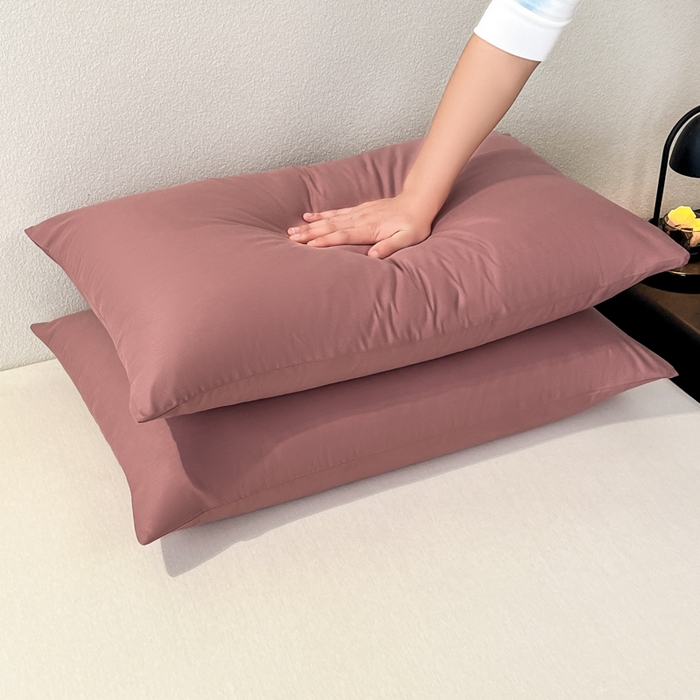 91家纺网 家纺一手货源 找家纺 暖季家纺 2025新款全棉13376单枕套系列 40-纯色豆沙