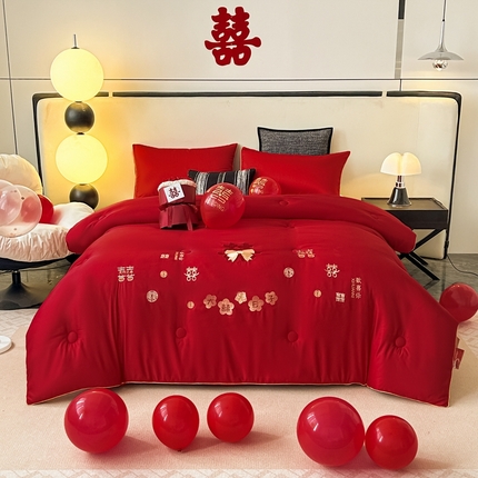 91家纺网 家纺一手货源 找家纺 （总）壹张床2025新款婚庆水洗棉大豆冬被