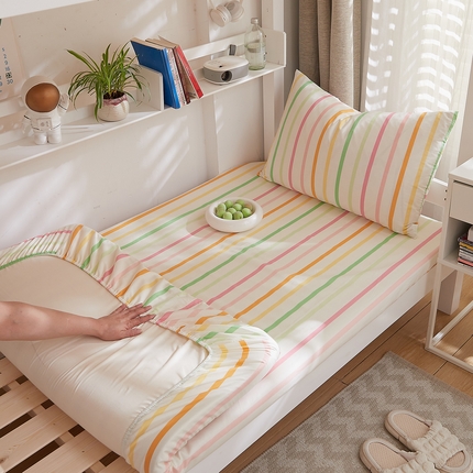DoDo 兜兜 2025新款全棉纯棉小清新卡通条格学生宿舍系列单品床笠 时光里里A版