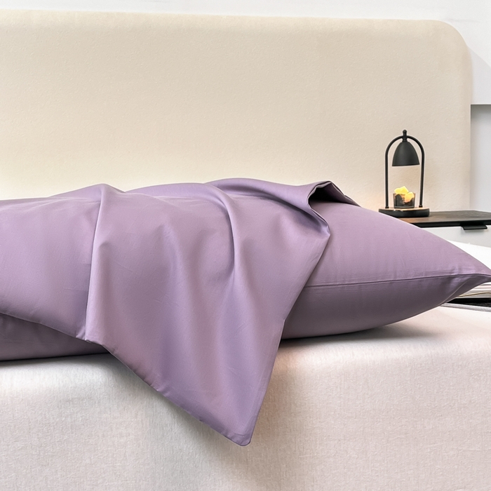 91家纺网 家纺一手货源 找家纺 暖季家纺 2025新款全棉13376单枕套系列 40-纯色罗兰紫