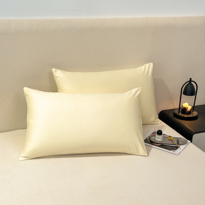 91家纺网 家纺一手货源 找家纺 暖季家纺 2025新款全棉13376单枕套系列 40-纯色米黄