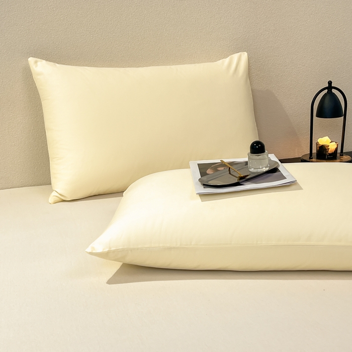 91家纺网 家纺一手货源 找家纺 暖季家纺 2025新款全棉13376单枕套系列 40-纯色米黄