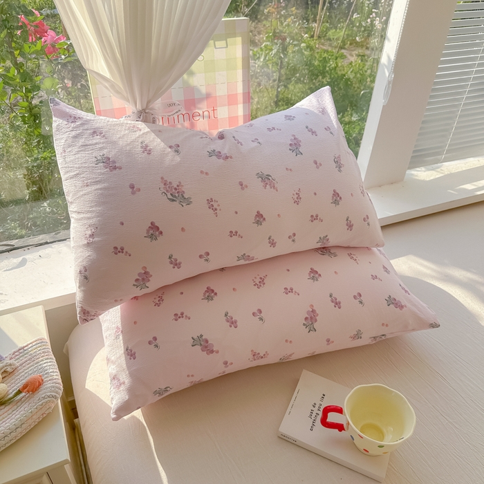 91家纺网 家纺一手货源 找家纺 韩巢家纺 2025新款云感提花双层纱枕套头套枕芯套 葡萄七分甜