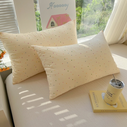 91家纺网 家纺一手货源 找家纺 （总）韩巢家纺 2025新款云感提花双层纱枕套头套枕芯套