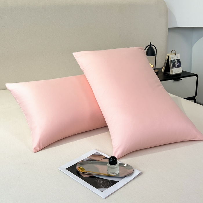 91家纺网 家纺一手货源 找家纺 暖季家纺 2025新款全棉13376单枕套系列 40-纯色香叶粉