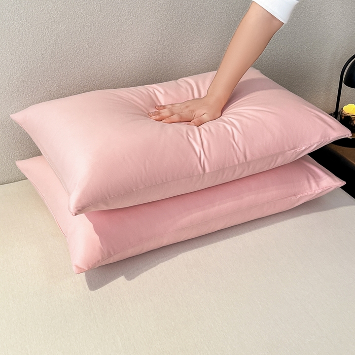 91家纺网 家纺一手货源 找家纺 暖季家纺 2025新款全棉13376单枕套系列 40-纯色香叶粉