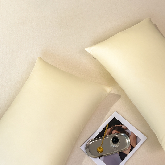 91家纺网 家纺一手货源 找家纺 暖季家纺 2025新款全棉13376单枕套系列 40-纯色米黄