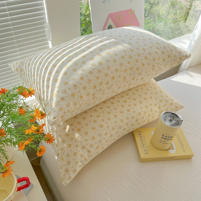 91家纺网 家纺一手货源 找家纺 韩巢家纺 2025新款云感提花双层纱枕套头套枕芯套 橘子海