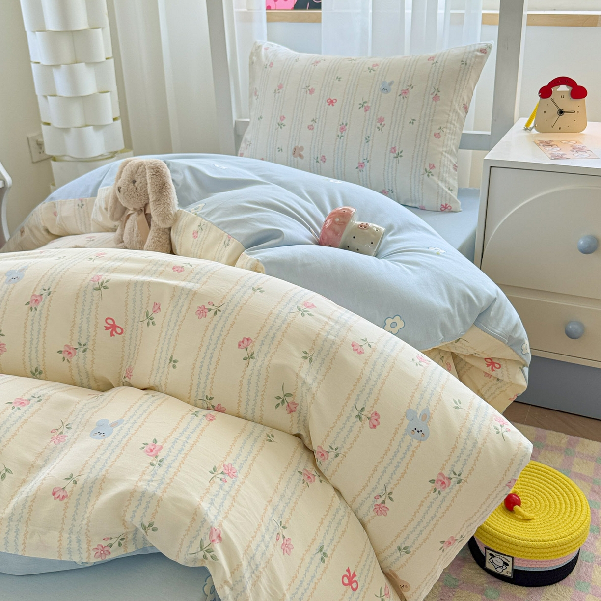 91家纺网 家纺一手货源 找家纺 慕尚家纺 2025新款13070全棉学生季全棉学生床三件套 兔兔录