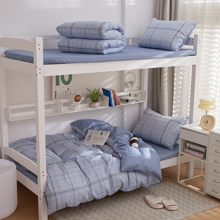 91家纺网 家纺一手货源 找家纺 （总）DoDo 兜兜 2025新款全棉纯棉小清新卡通条格学生宿舍三四件套【可定做尺寸】