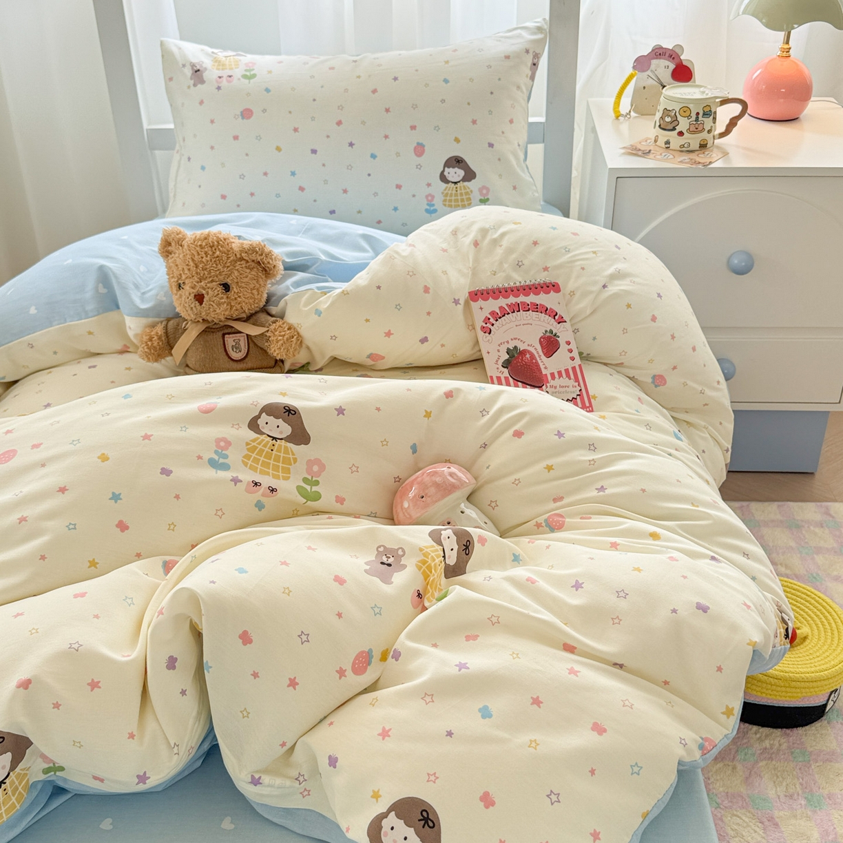 91家纺网 家纺一手货源 找家纺 慕尚家纺 2025新款13070全棉学生季全棉学生床三件套 小糖豆