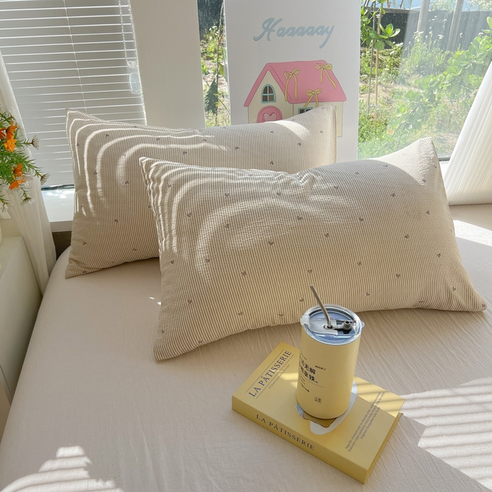 91家纺网 家纺一手货源 找家纺 韩巢家纺 2025新款云感提花双层纱枕套头套枕芯套 米倾心