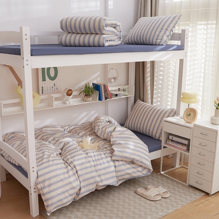 DoDo 兜兜 2025新款全棉纯棉小清新卡通条格学生宿舍三四件套【可定做尺寸】 时光记忆