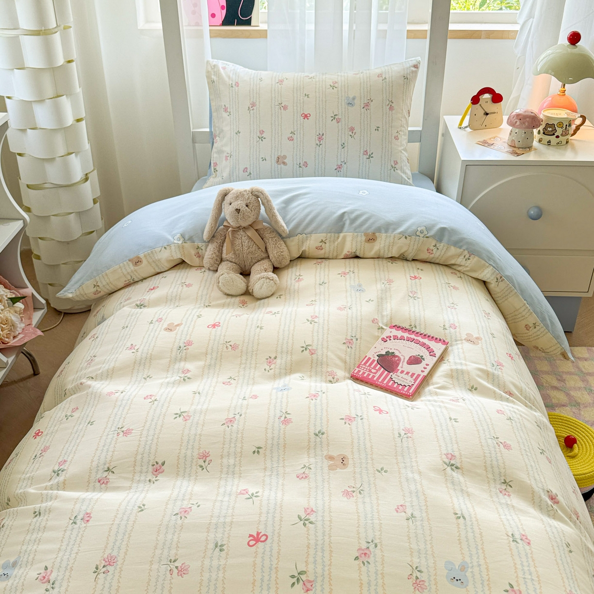 91家纺网 家纺一手货源 找家纺 慕尚家纺 2025新款13070全棉学生季全棉学生床三件套 兔兔录