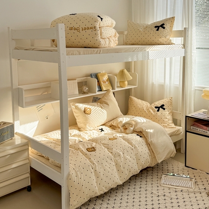 2025新款 985学姐推荐新款学生季宿舍可爱水洗棉毛巾绣四件套 黄油小熊