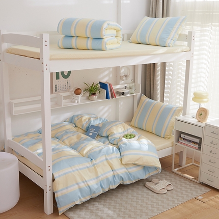 DoDo 兜兜 2025新款全棉纯棉小清新卡通条格学生宿舍三四件套【可定做尺寸】 薄荷曼波