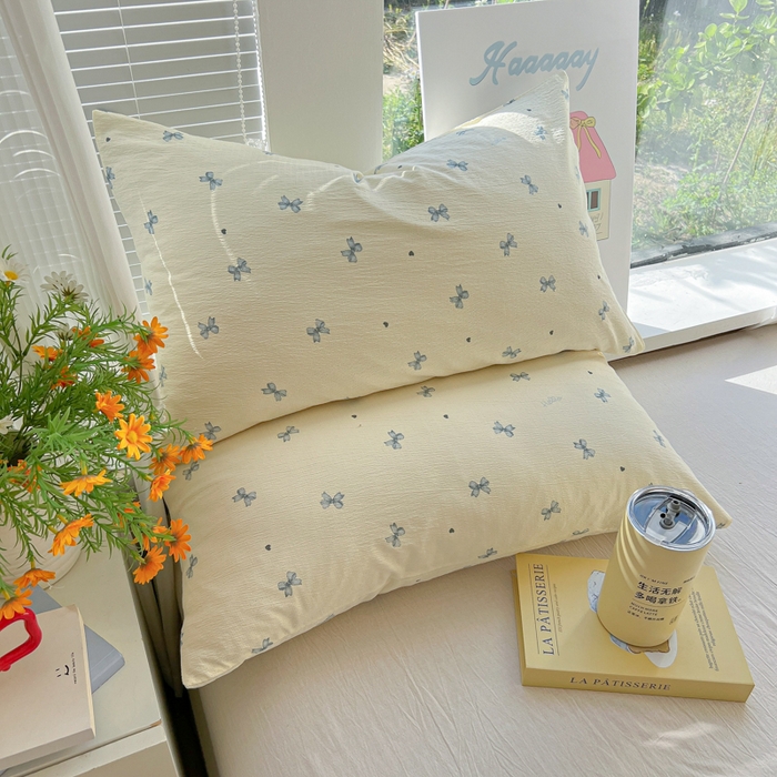 91家纺网 家纺一手货源 找家纺 韩巢家纺 2025新款云感提花双层纱枕套头套枕芯套 蓝相思