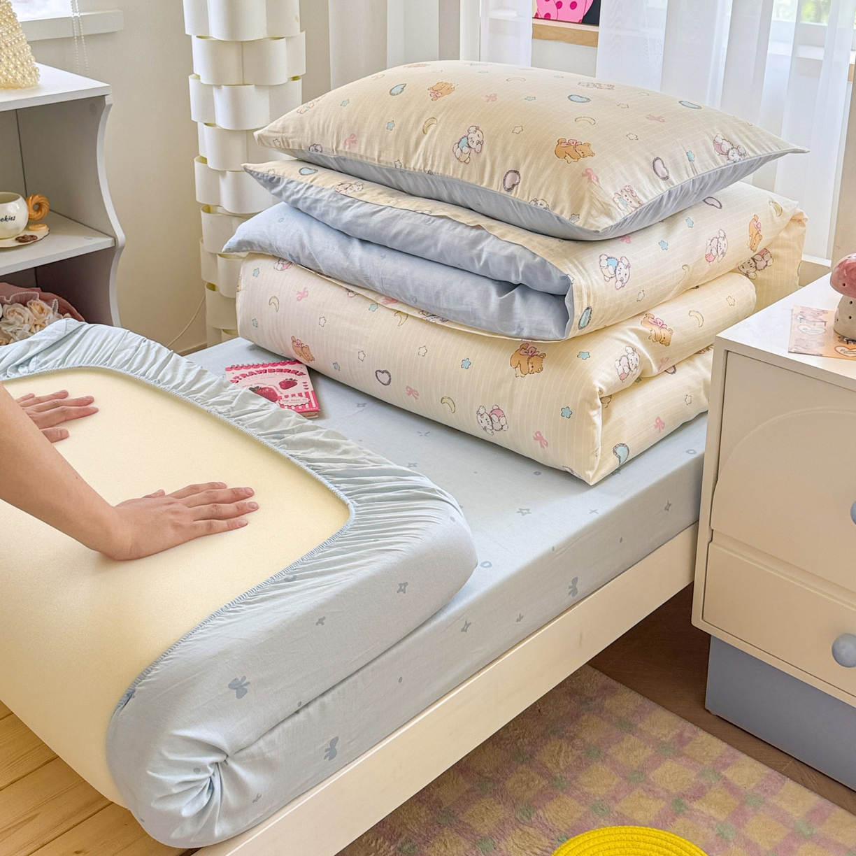 91家纺网 家纺一手货源 找家纺 慕尚家纺 2025新款13070全棉学生季全棉学生床三件套 星悦