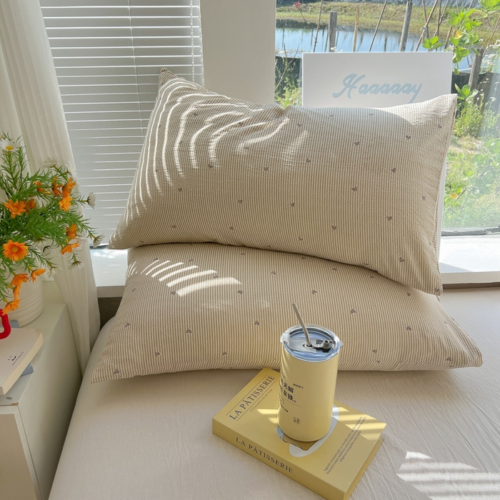 91家纺网 家纺一手货源 找家纺 韩巢家纺 2025新款云感提花双层纱枕套头套枕芯套 米倾心