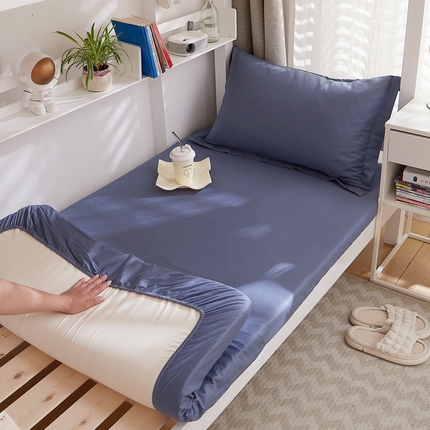 DoDo 兜兜 2025新款全棉纯棉小清新卡通条格学生宿舍系列单品床笠 钻石蓝