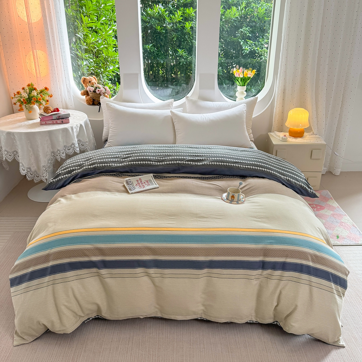 91家纺网 家纺一手货源 找家纺 （总）壹贝家纺 2025新款小清新全棉纯棉印花系列(喷气工艺)(高品质)(花型持续更新)(接受各种预定尺寸)-单被套