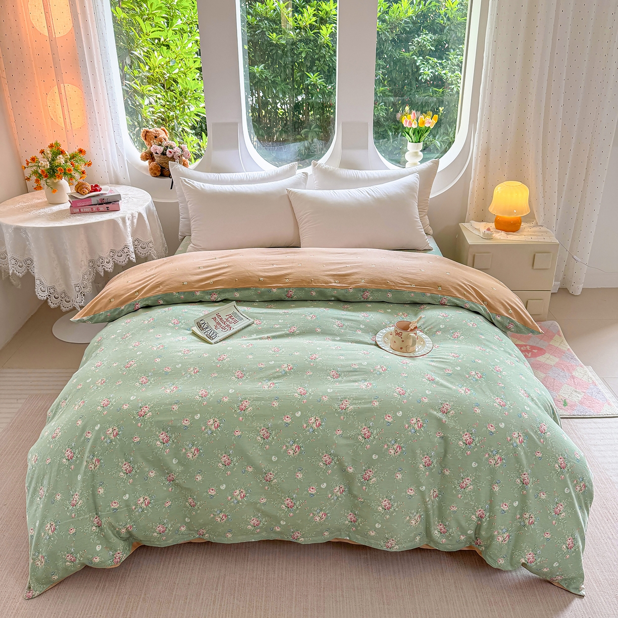 91家纺网 家纺一手货源 找家纺 （总）壹贝家纺 2025新款小清新全棉纯棉印花系列(喷气工艺)(高品质)(花型持续更新)(接受各种预定尺寸)-单被套