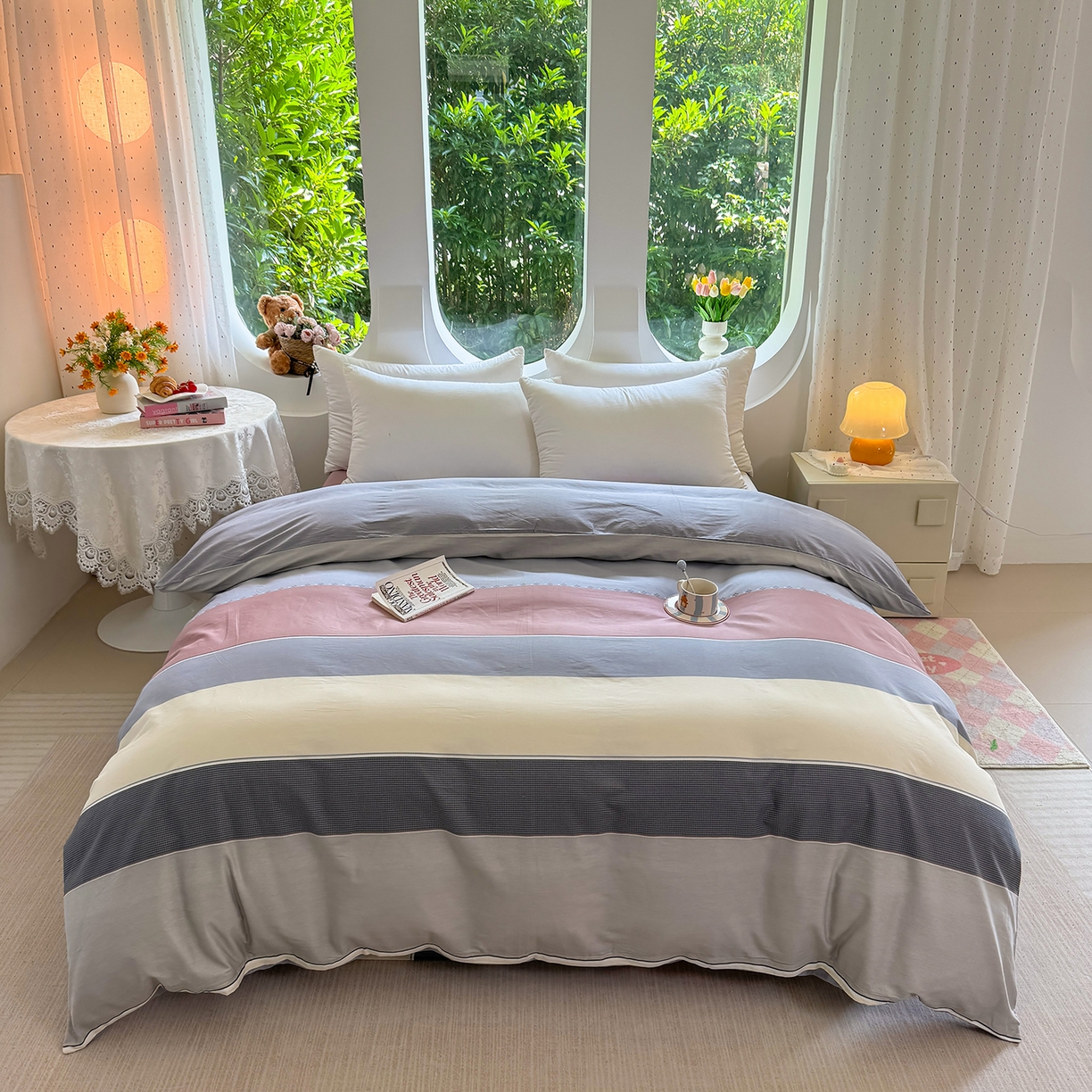 91家纺网 家纺一手货源 找家纺 （总）壹贝家纺 2025新款小清新全棉纯棉印花系列(喷气工艺)(高品质)(花型持续更新)(接受各种预定尺寸)-单被套