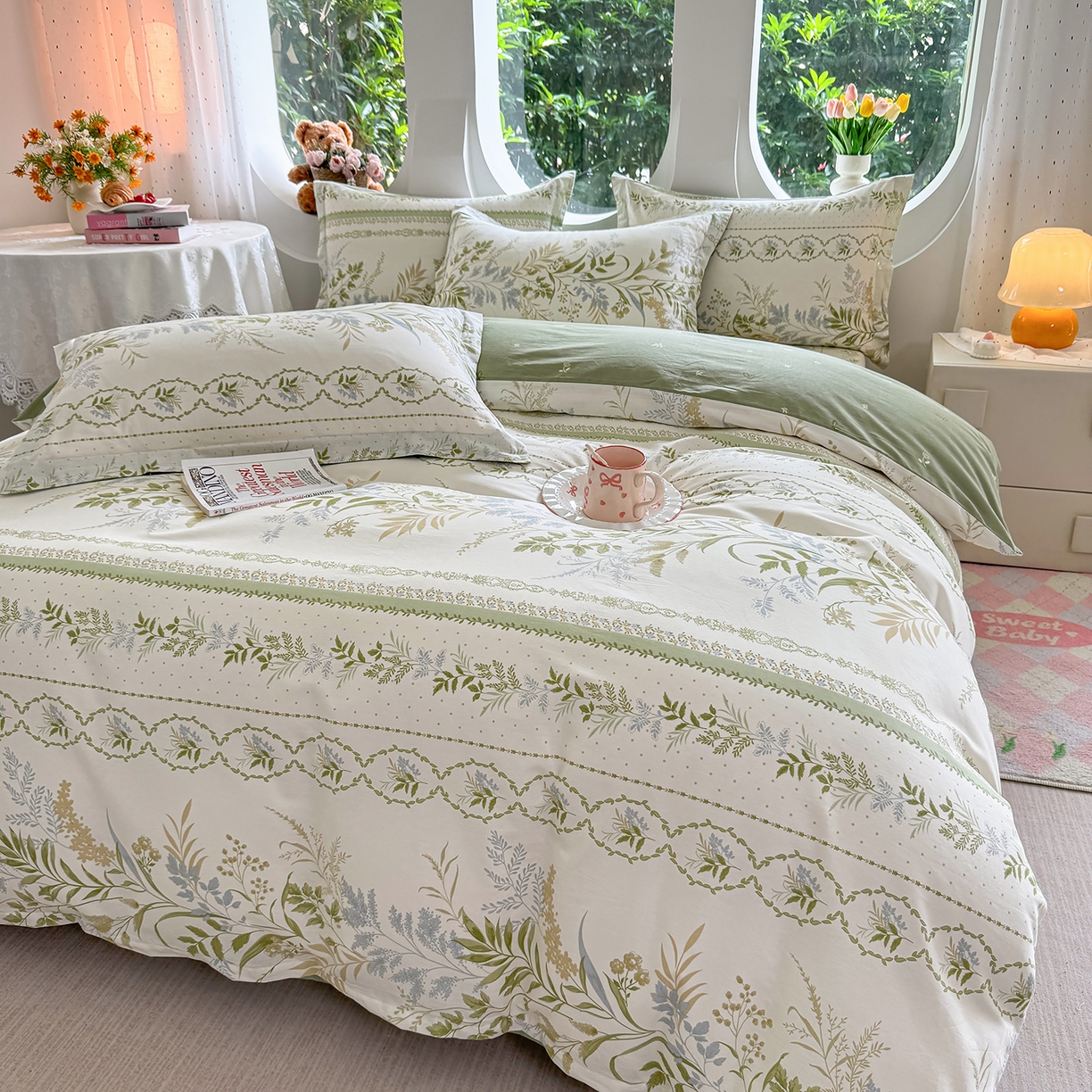 91家纺网 家纺一手货源 找家纺 壹贝家纺 2025新款小清新全棉纯棉印花系列-单被套 沐雅清风