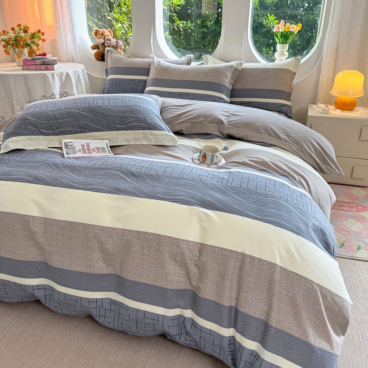 91家纺网 家纺一手货源 找家纺 壹贝家纺 2025新款小清新全棉纯棉印花系列-单被套 布兰卡