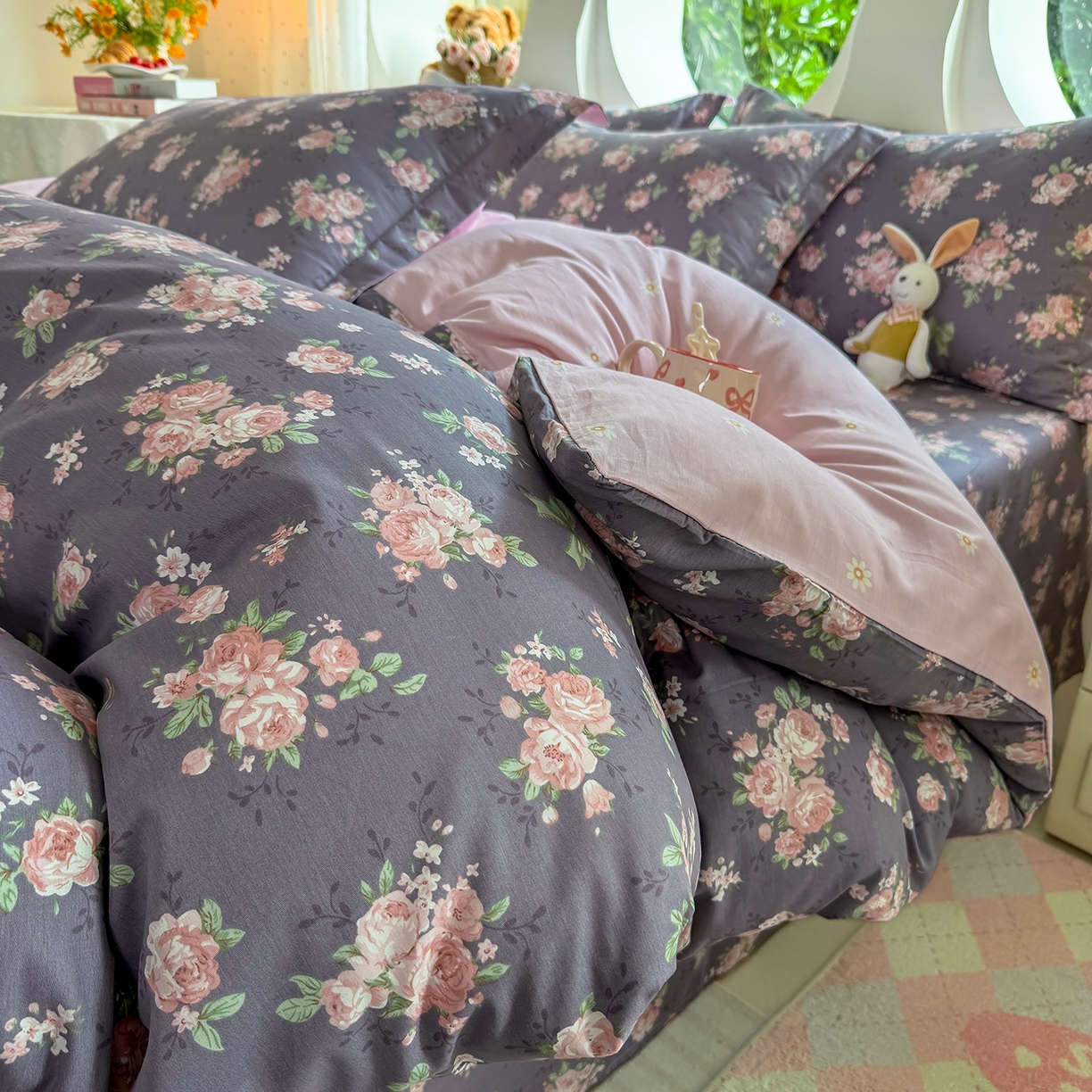 91家纺网 家纺一手货源 找家纺 壹贝家纺 2025新款小清新全棉纯棉印花系列-单被套 繁花