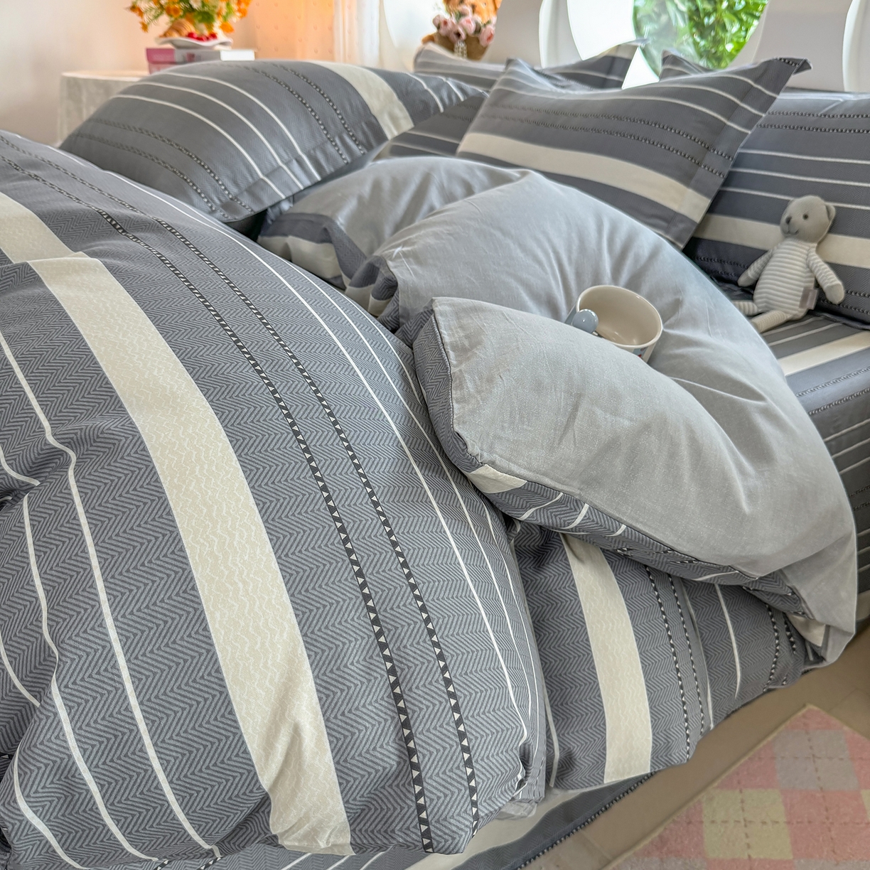 91家纺网 家纺一手货源 找家纺 壹贝家纺 2025新款小清新全棉纯棉印花系列-单被套 芬利