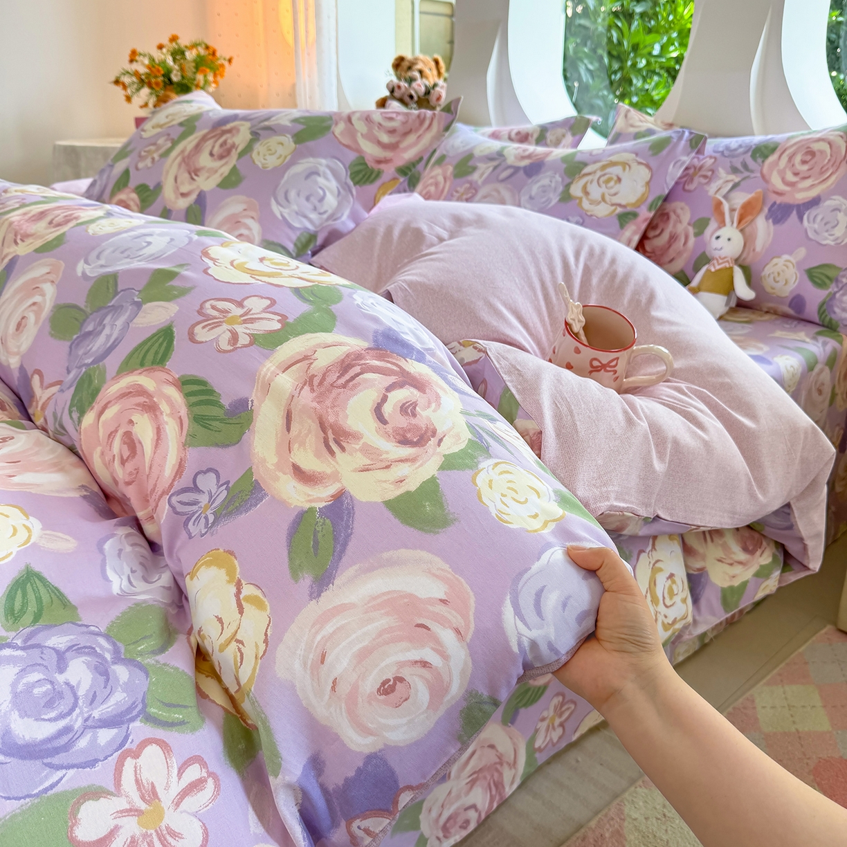 91家纺网 家纺一手货源 找家纺 壹贝家纺 2025新款小清新全棉纯棉印花系列-单被套 国色天香