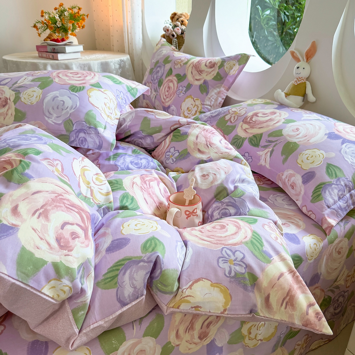 91家纺网 家纺一手货源 找家纺 壹贝家纺 2025新款小清新全棉纯棉印花系列-单被套 国色天香