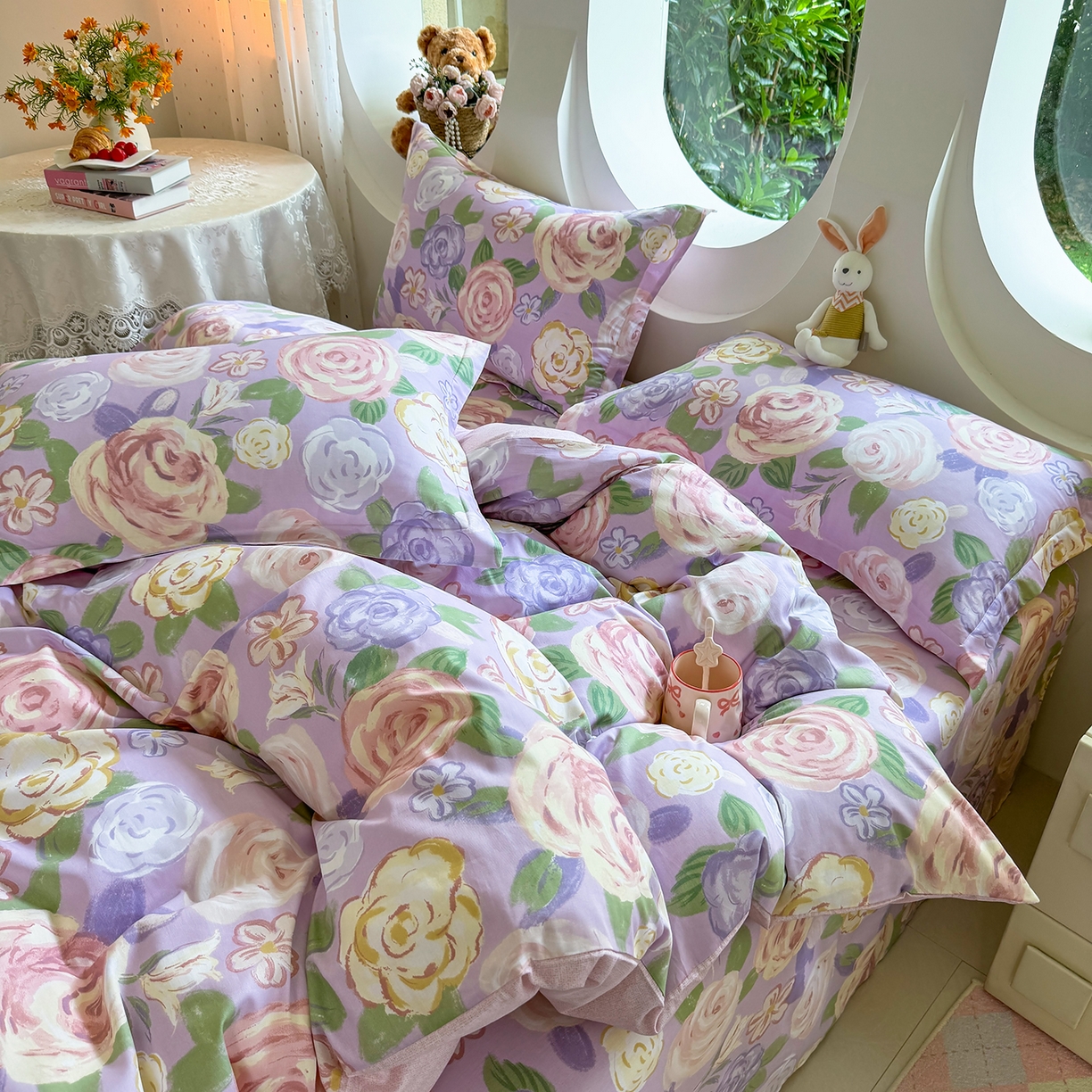 91家纺网 家纺一手货源 找家纺 壹贝家纺 2025新款小清新全棉纯棉印花系列-单被套 国色天香