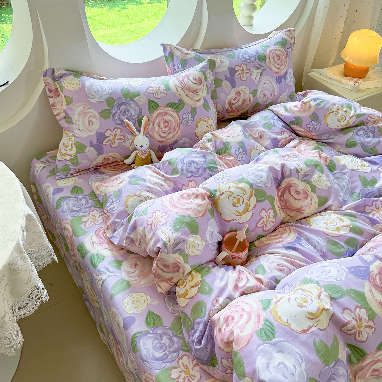 91家纺网 家纺一手货源 找家纺 壹贝家纺 2025新款小清新全棉纯棉印花系列-单被套 国色天香