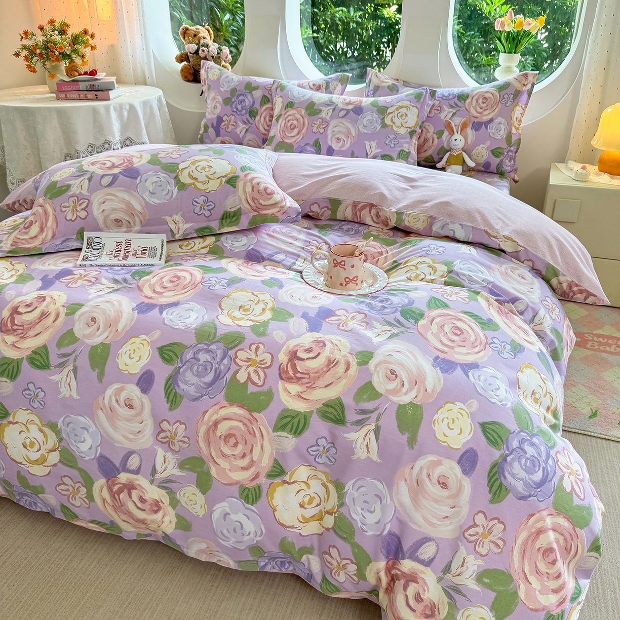 91家纺网 家纺一手货源 找家纺 壹贝家纺 2025新款小清新全棉纯棉印花系列-单被套 国色天香