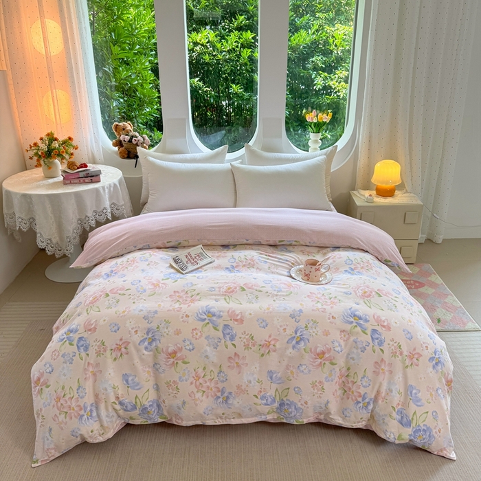 壹贝家纺 2025新款小清新全棉纯棉印花系列-单被套 浣溪沙