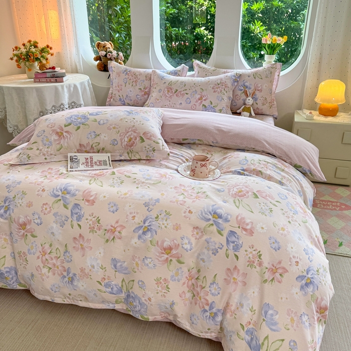 91家纺网 家纺一手货源 找家纺 壹贝家纺 2025新款小清新全棉纯棉印花系列-单被套 浣溪沙