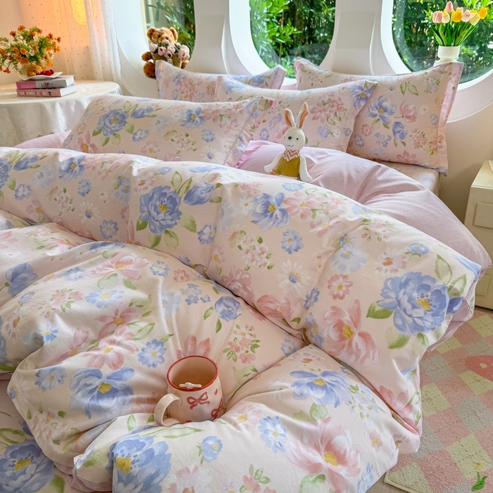 91家纺网 家纺一手货源 找家纺 壹贝家纺 2025新款小清新全棉纯棉印花系列-单被套 浣溪沙