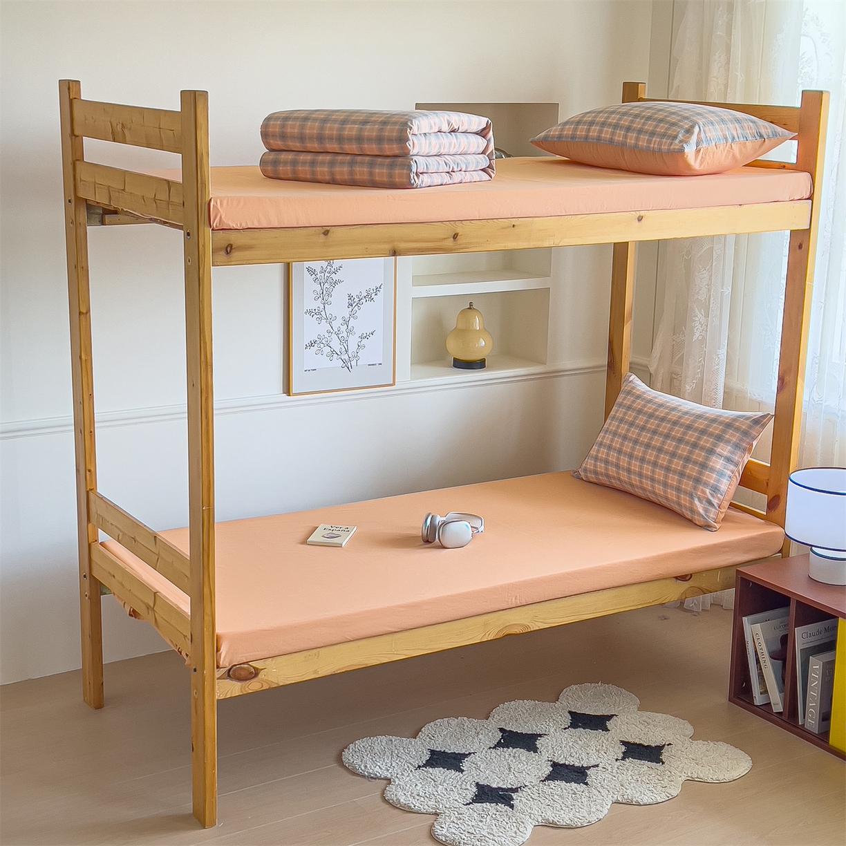 91家纺网 家纺一手货源 找家纺 恬思语家纺 2025新款全棉纯棉水洗棉学生宿舍上下铺三件套四件套单被套单品 米优粉