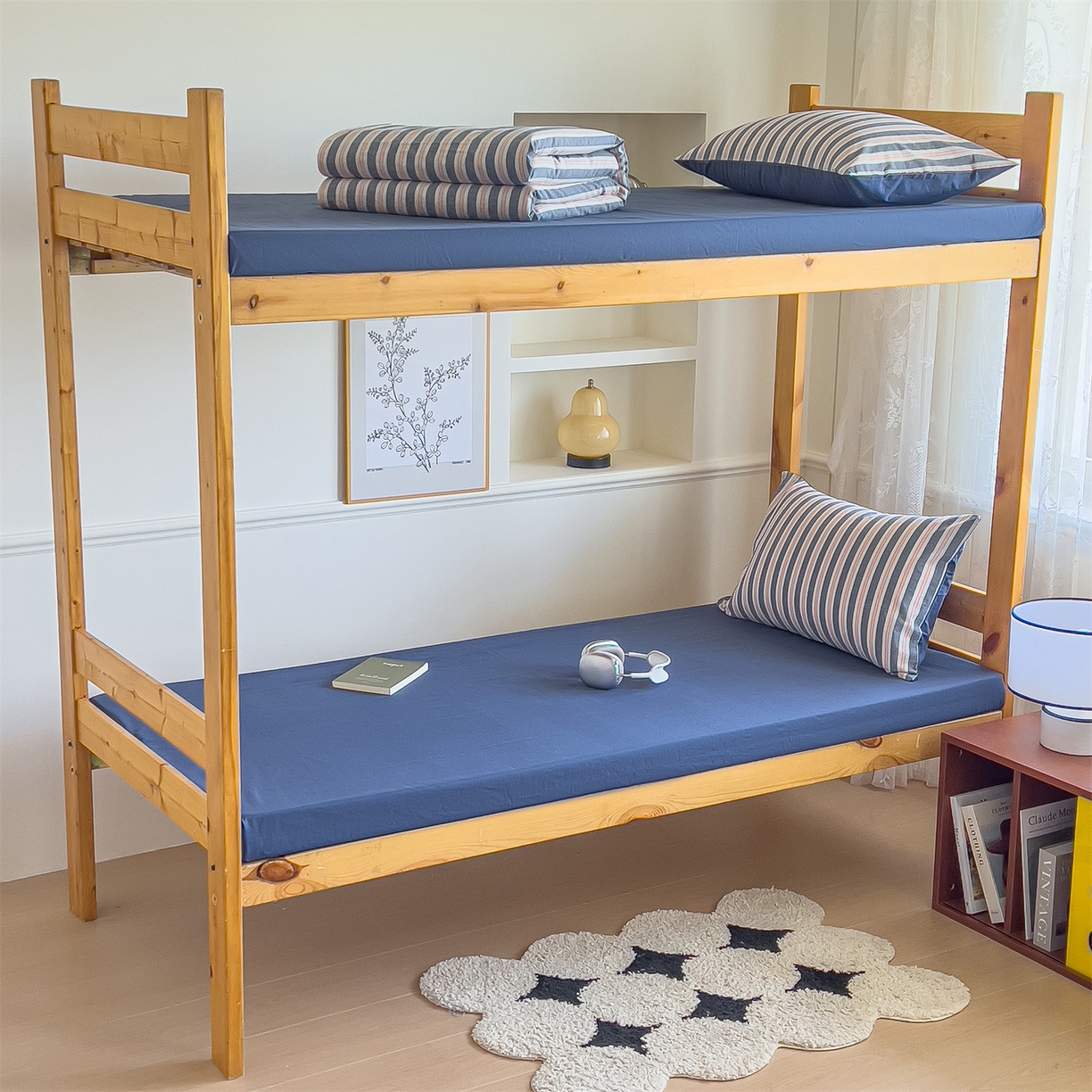 91家纺网 家纺一手货源 找家纺 （总）恬思语家纺 2025新款全棉纯棉水洗棉学生宿舍上下铺三件套四件套单被套单品