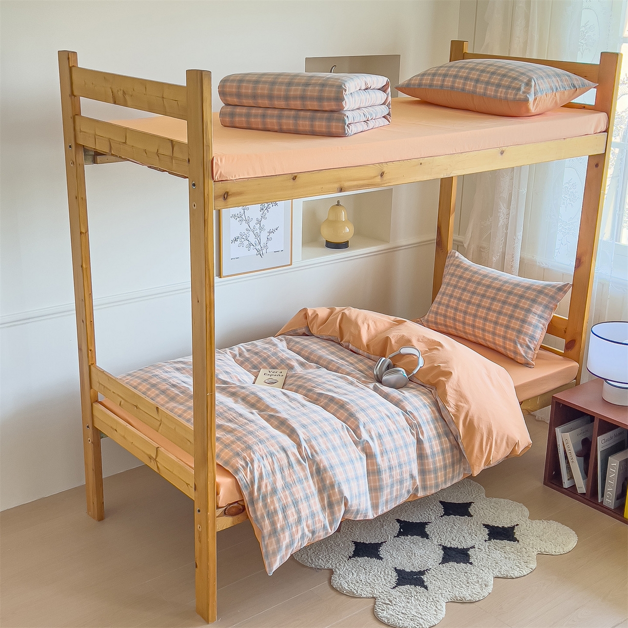 91家纺网 家纺一手货源 找家纺 恬思语家纺 2025新款全棉纯棉水洗棉学生宿舍上下铺三件套四件套单被套单品 米优粉