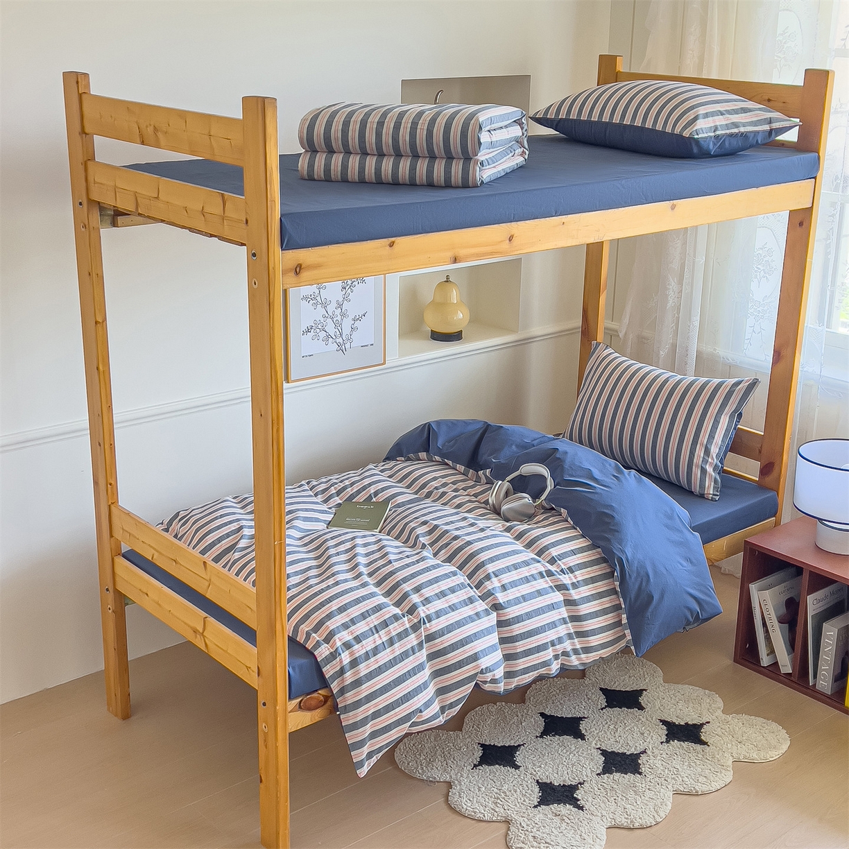 91家纺网 家纺一手货源 找家纺 恬思语家纺 2025新款全棉纯棉水洗棉学生宿舍上下铺三件套四件套单被套单品 科瑞