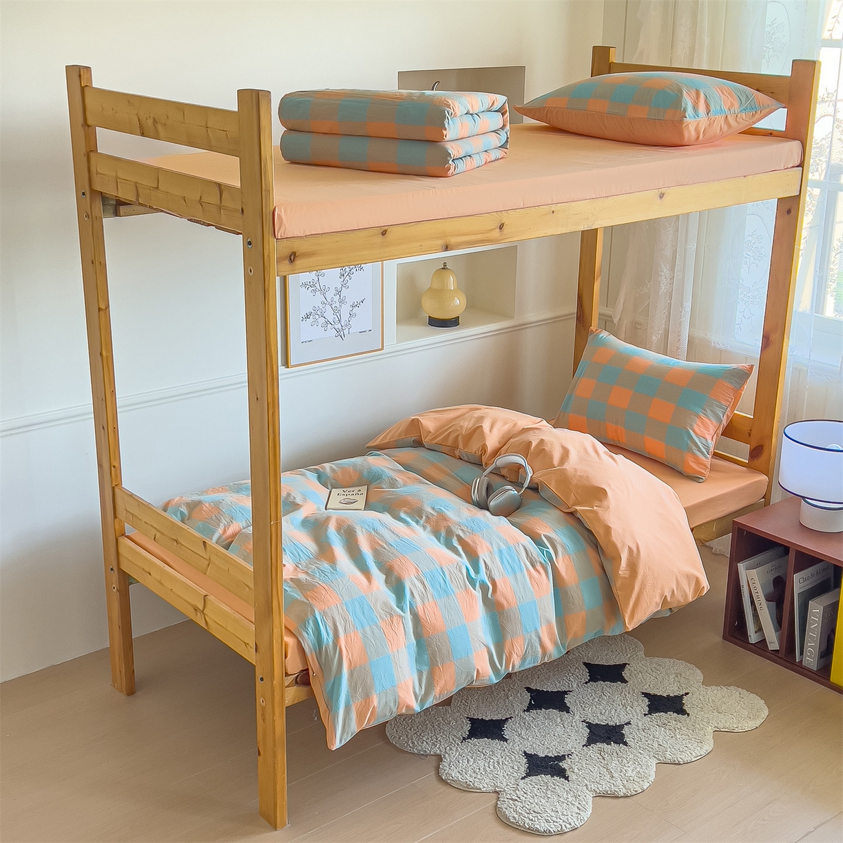 91家纺网 家纺一手货源 找家纺 恬思语家纺 2025新款全棉纯棉水洗棉学生宿舍上下铺三件套四件套单被套单品 梵芙桔