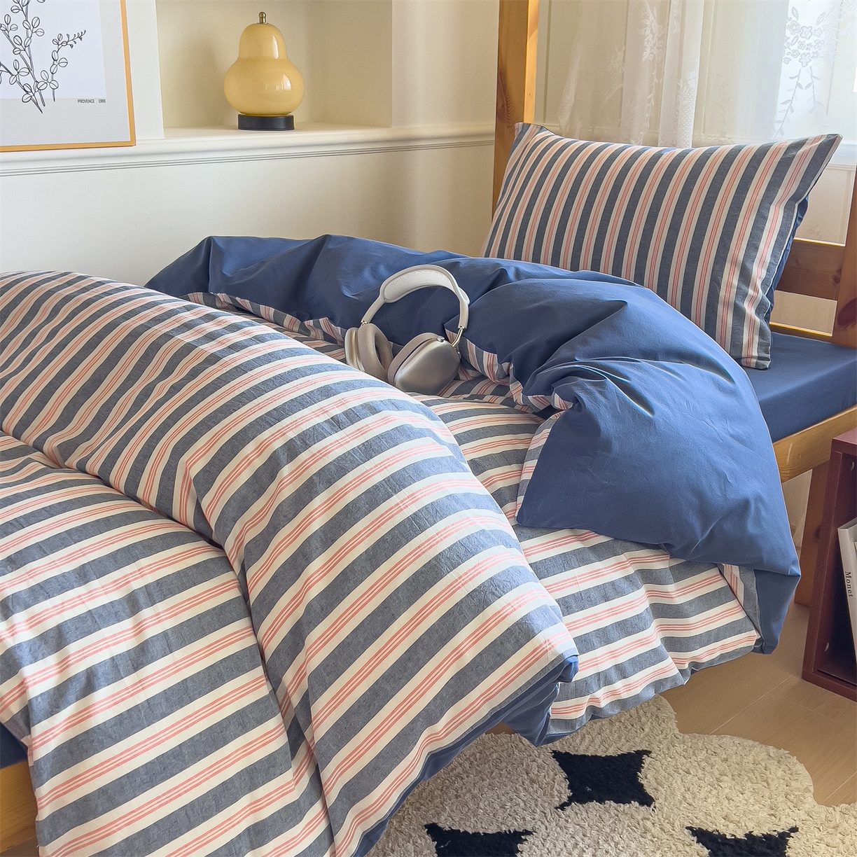 91家纺网 家纺一手货源 找家纺 恬思语家纺 2025新款全棉纯棉水洗棉学生宿舍上下铺三件套四件套单被套单品 科瑞