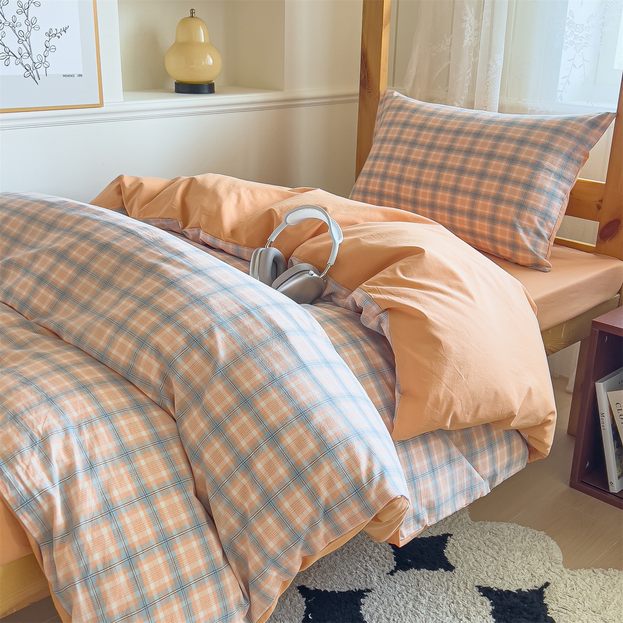 91家纺网 家纺一手货源 找家纺 恬思语家纺 2025新款全棉纯棉水洗棉学生宿舍上下铺三件套四件套单被套单品 米优粉