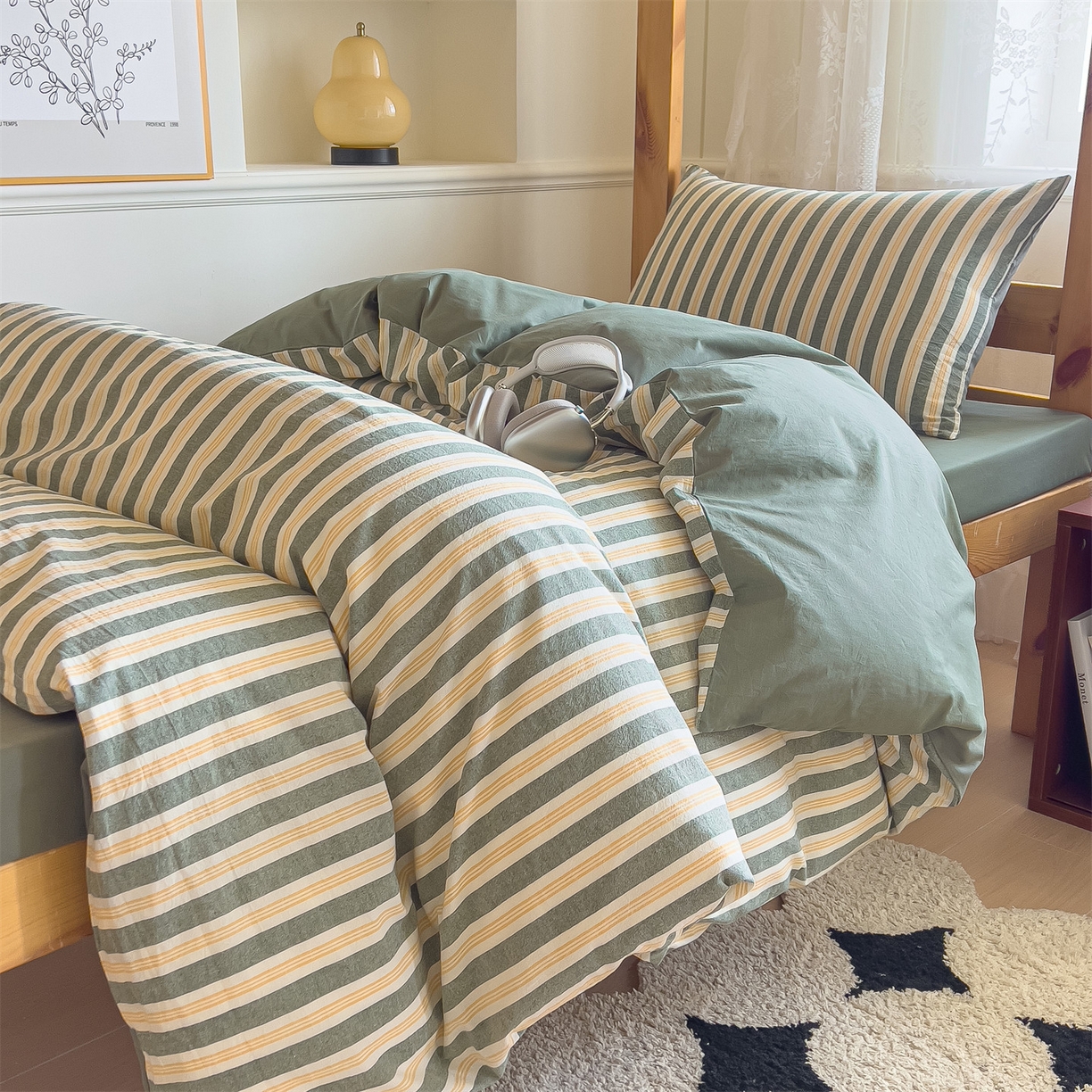 91家纺网 家纺一手货源 找家纺 恬思语家纺 2025新款全棉纯棉水洗棉学生宿舍上下铺三件套四件套单被套单品 梦想家